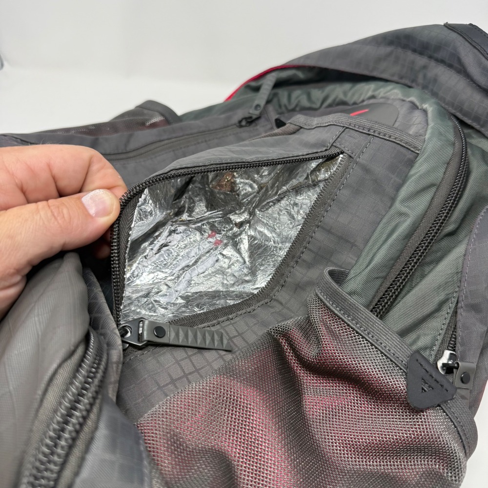 Nike Sport Backpack Grey Red Ripstop Multi-Pocket Shoe Compartment Training Bag - Picture 10 of 14